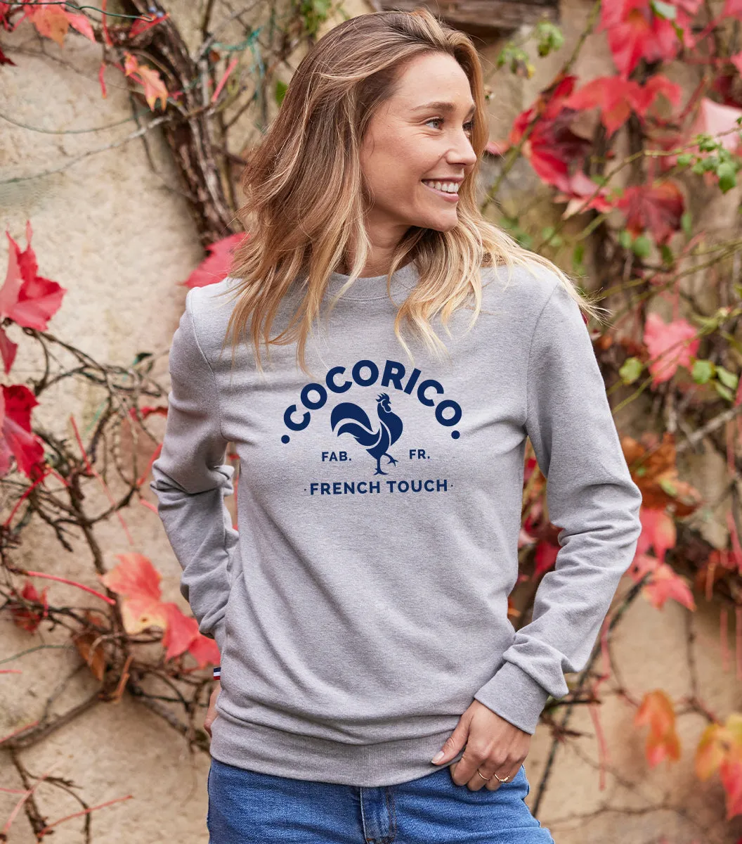 Cocorico Coq Français sweat femme gris coton