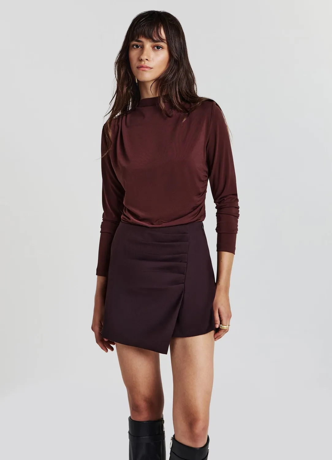 Calliope t-shirt femme manche longue froncé épaule