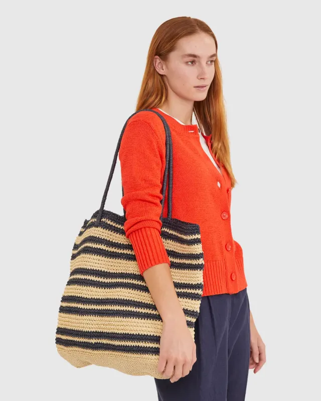 Sportscraft Raffia sac plage rayures grand format