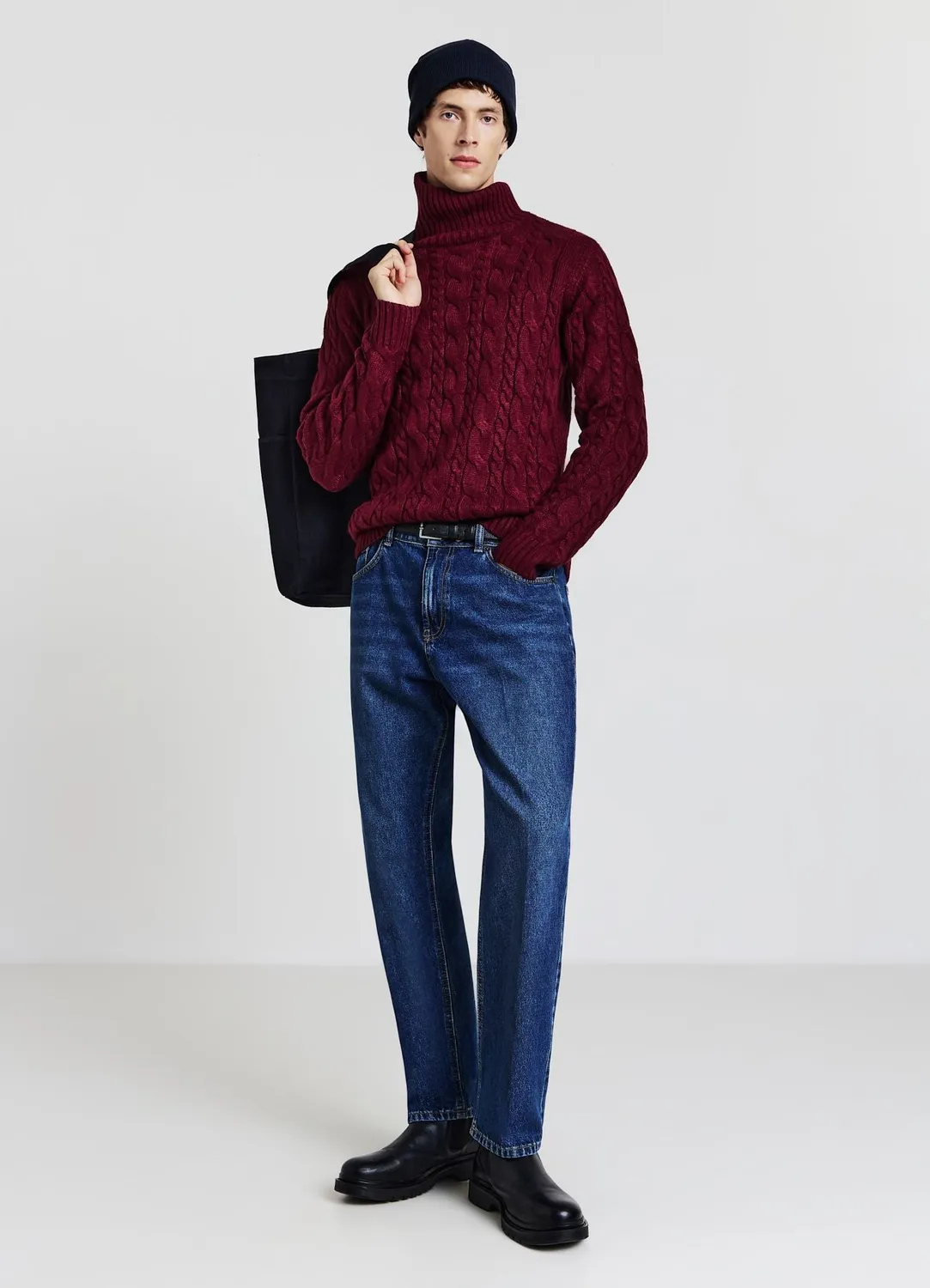 Calliope pull col roulé homme torsades chaud