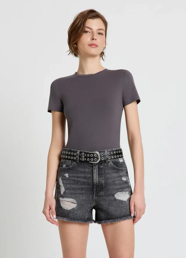 Calliope t-shirt uni femme col rond coton