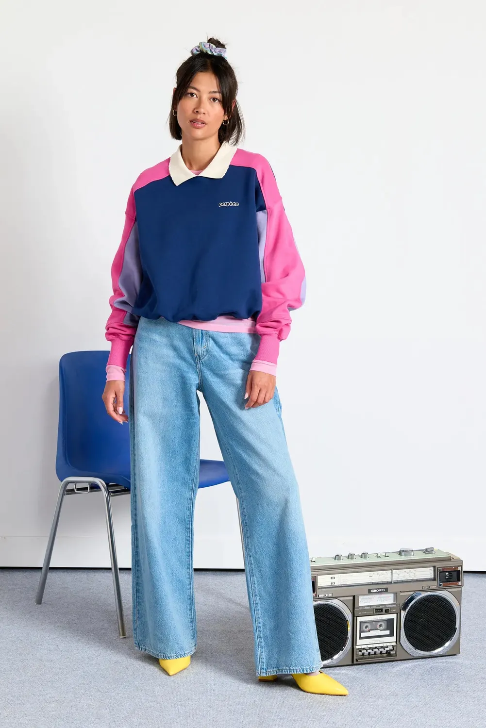 Perpète Mel sweat marine rose coton bio