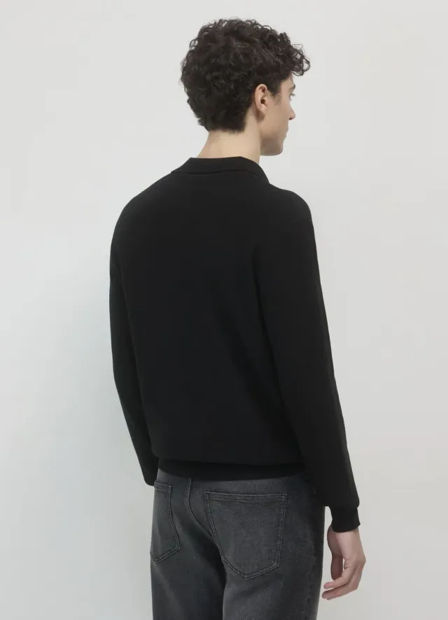 Calliope pull homme col chemise coton uni regular