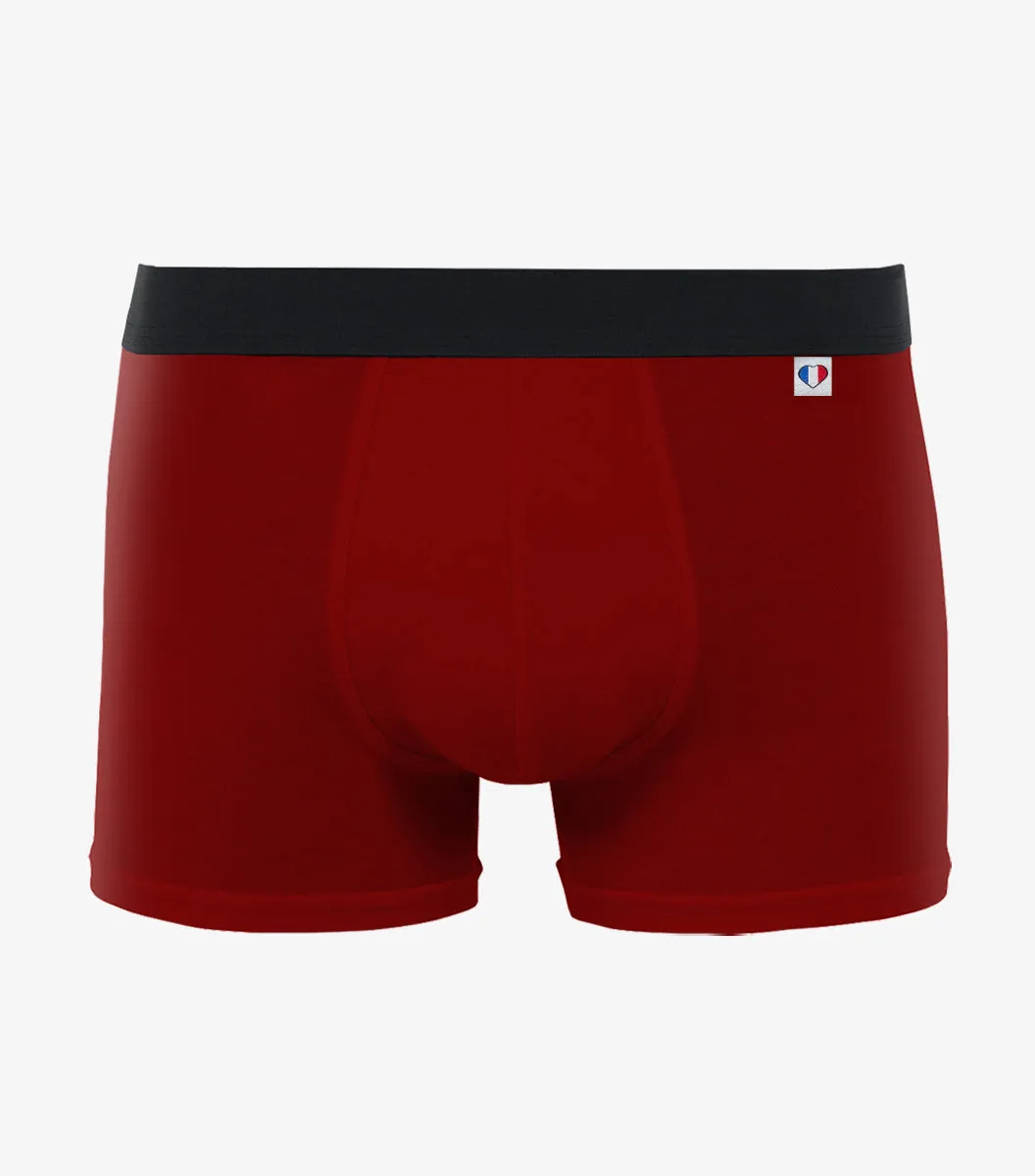 Cocorico Intemporel boxer homme rouge coton ajuste