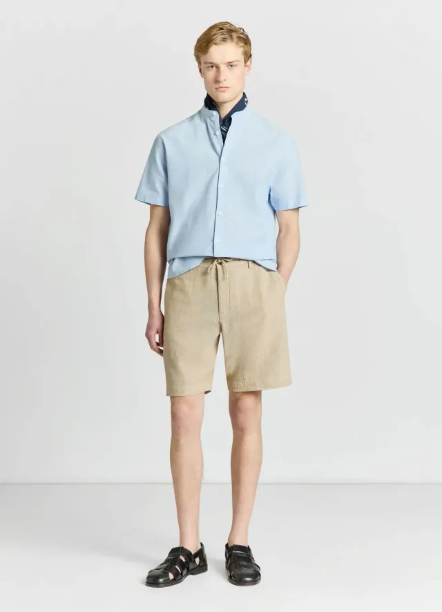 Calliope bermuda homme mélange lin regular uni