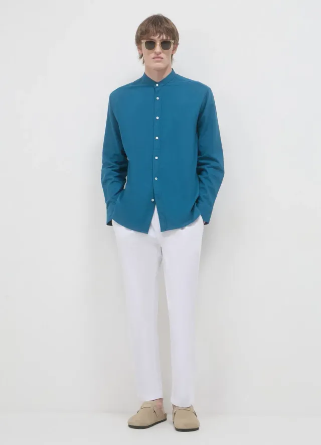 Calliope chemise homme col coréen misto lino