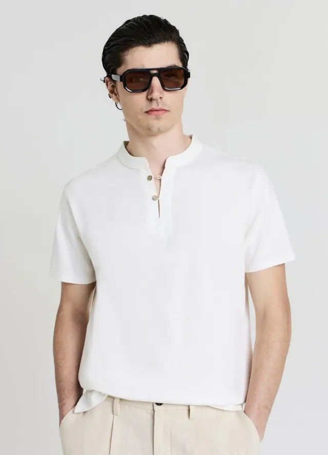 Calliope t-shirt col mao homme coton uni