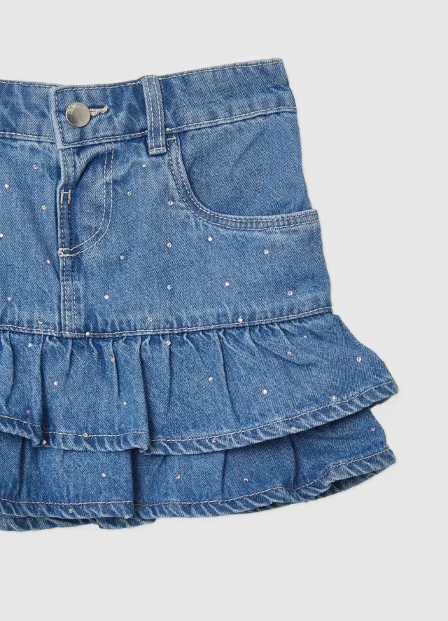 Calliope mini-jupe denim à volants fille 6-7 ans