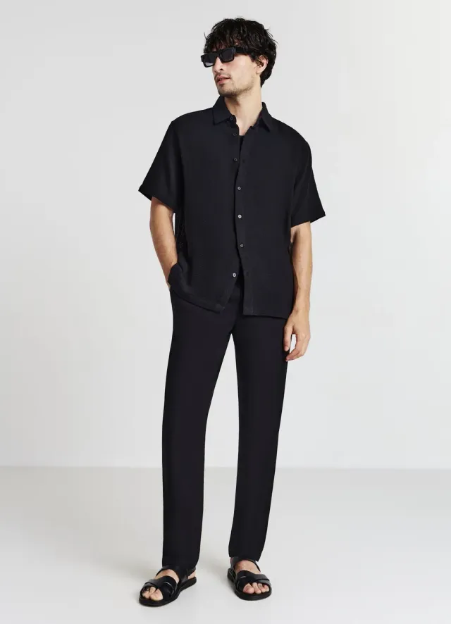 Calliope Chemise Unie Homme Coton Manches Courtes