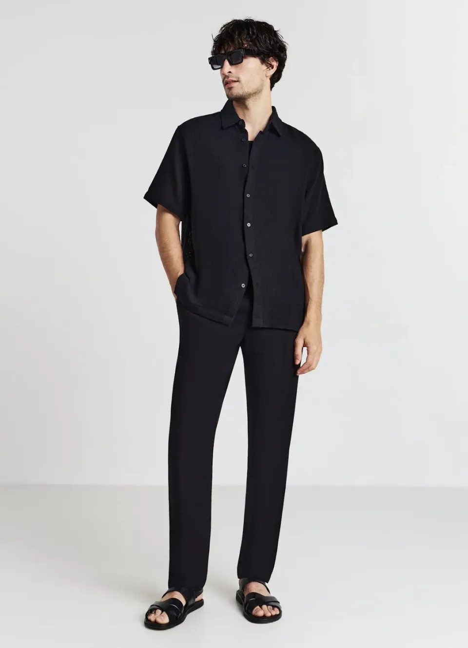 Calliope Chemise Unie Homme Coton Manches Courtes