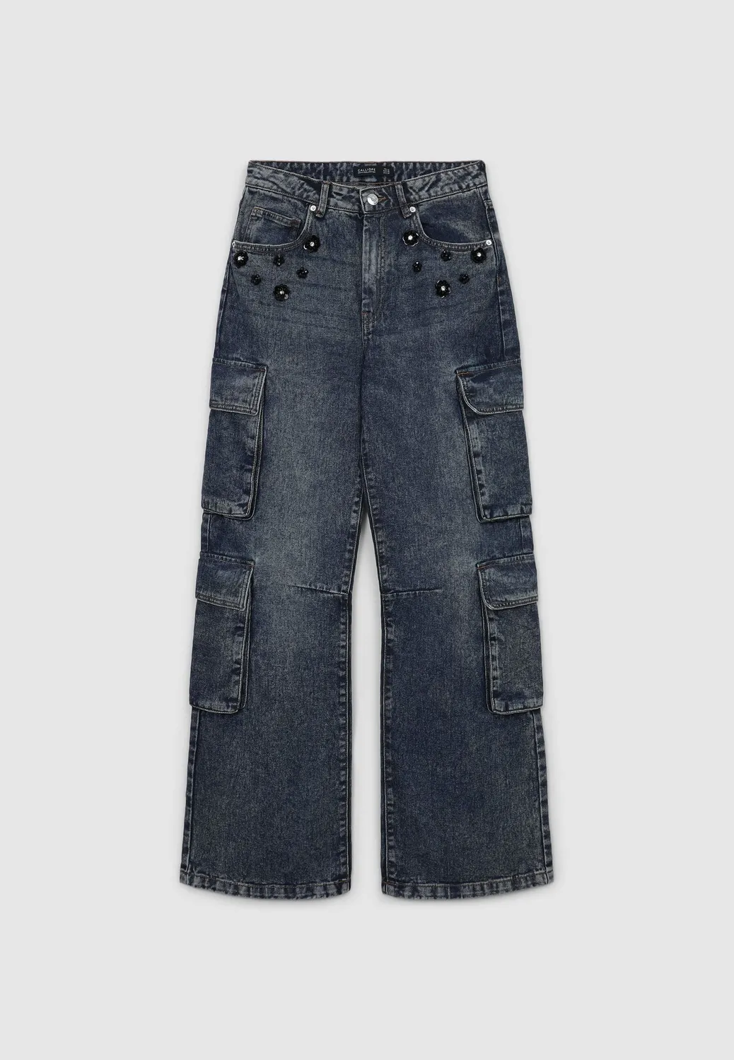Calliope jean cargo femme effet délavé regular