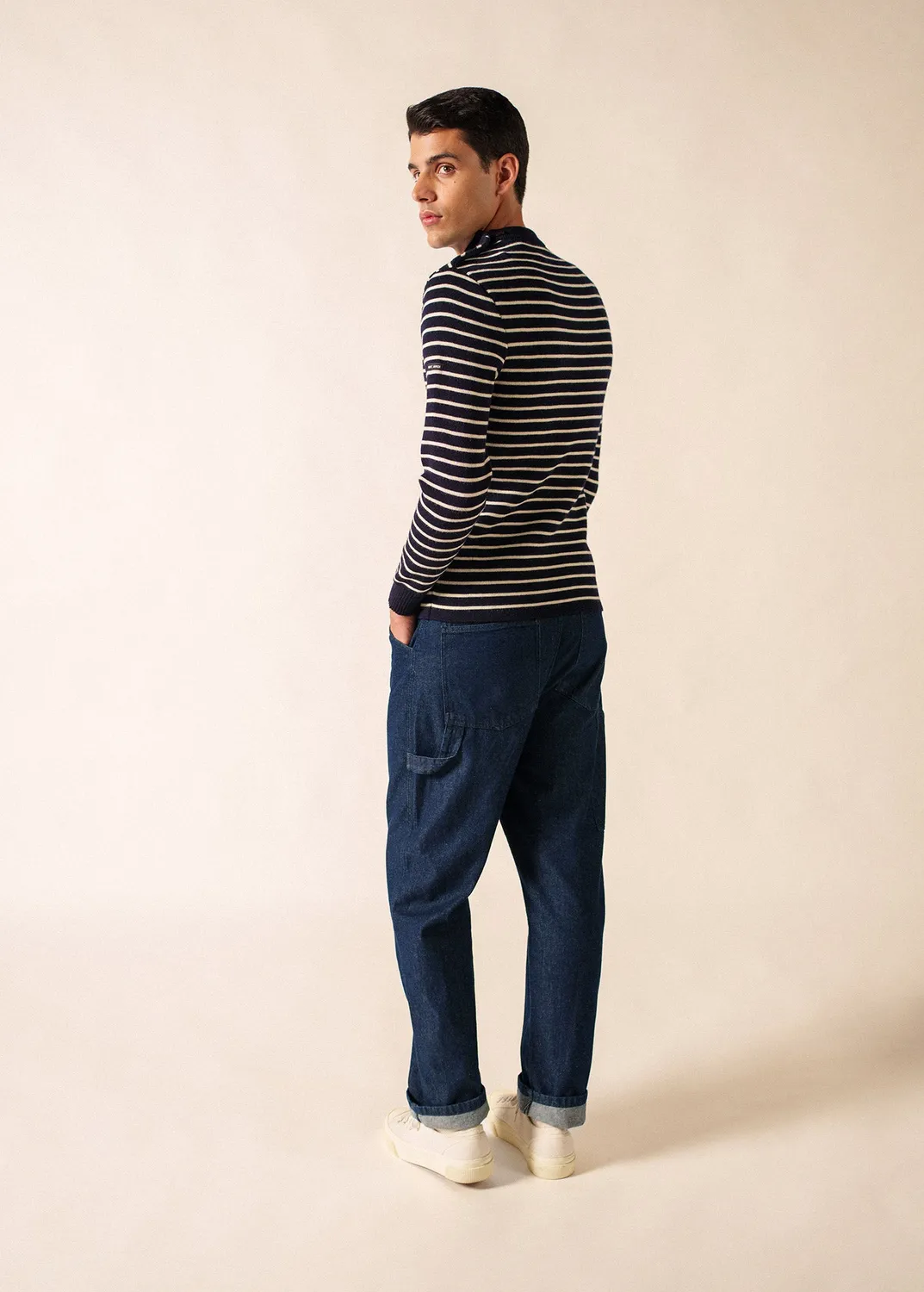 Saint James Matelot pull marin marine écru rayé