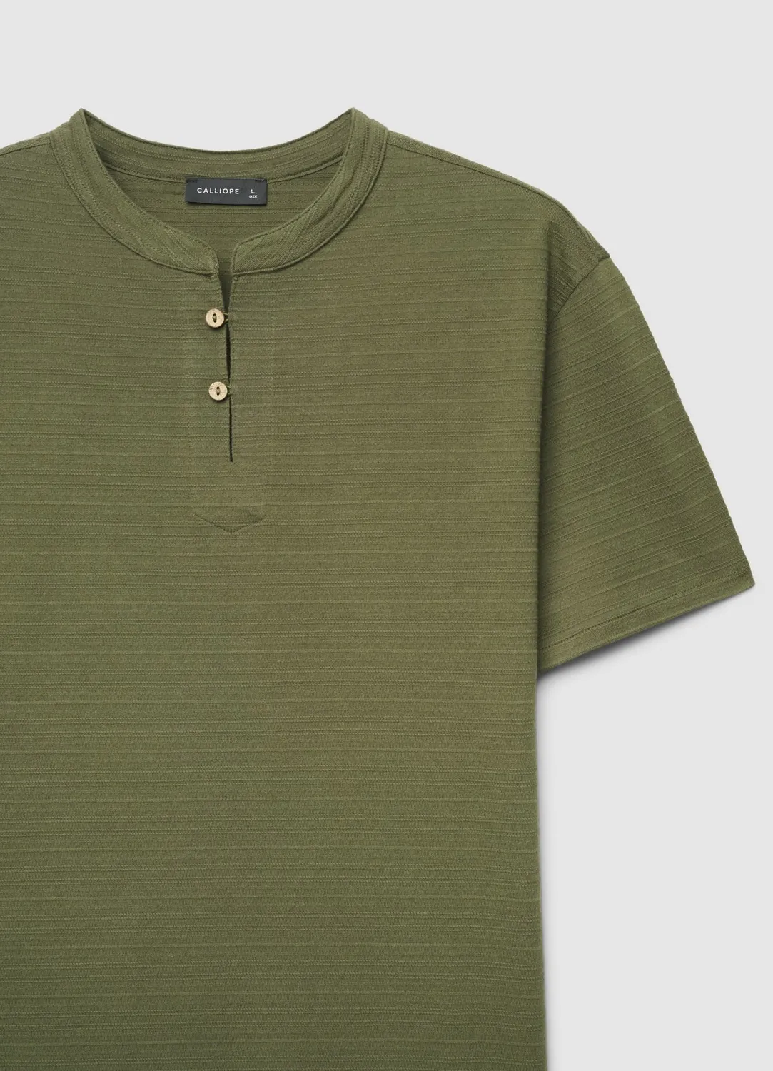 Calliope t-shirt homme col tunisien micro-rayé
