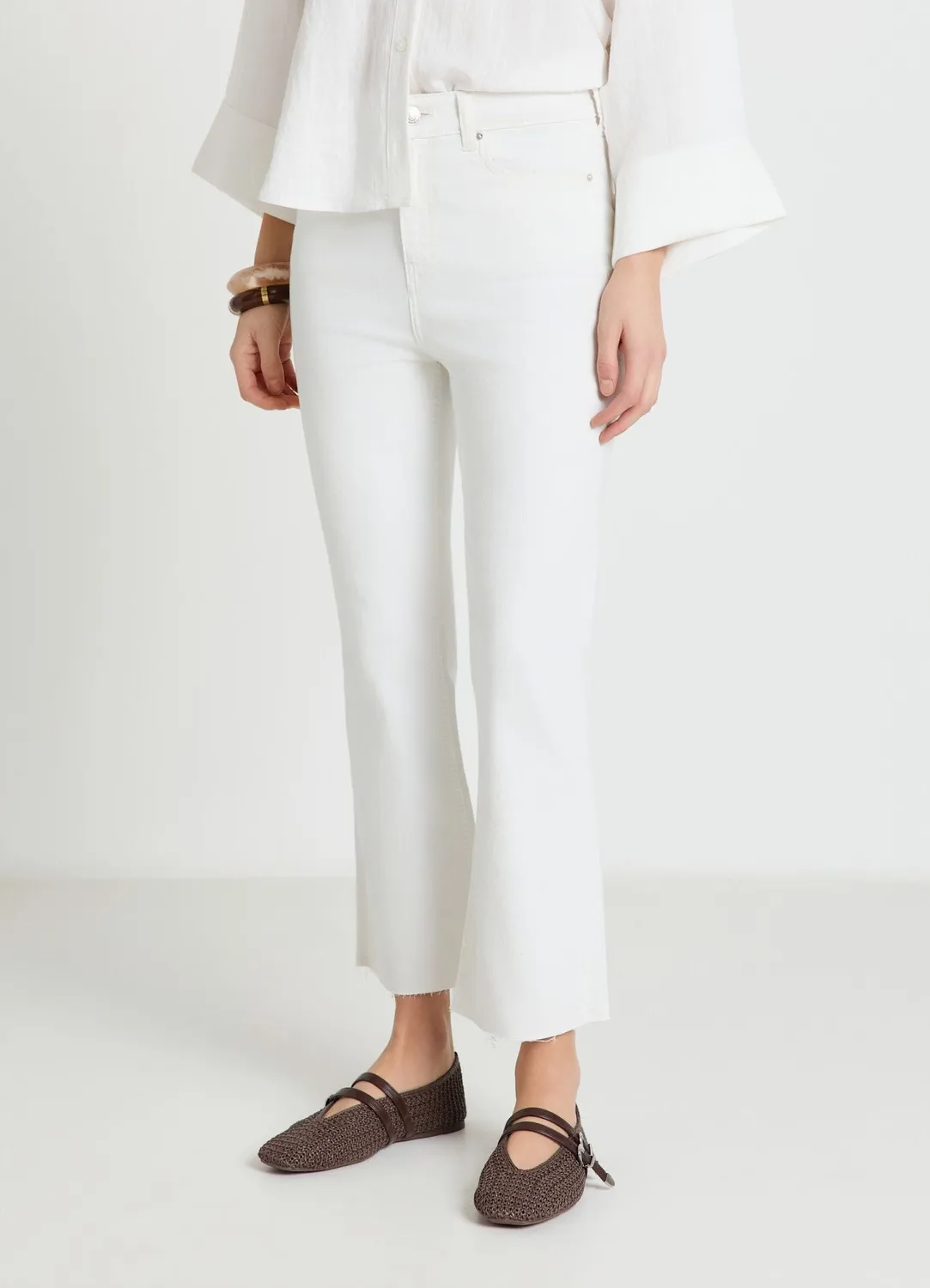 Calliope jean femme crop flare 5 poches uni