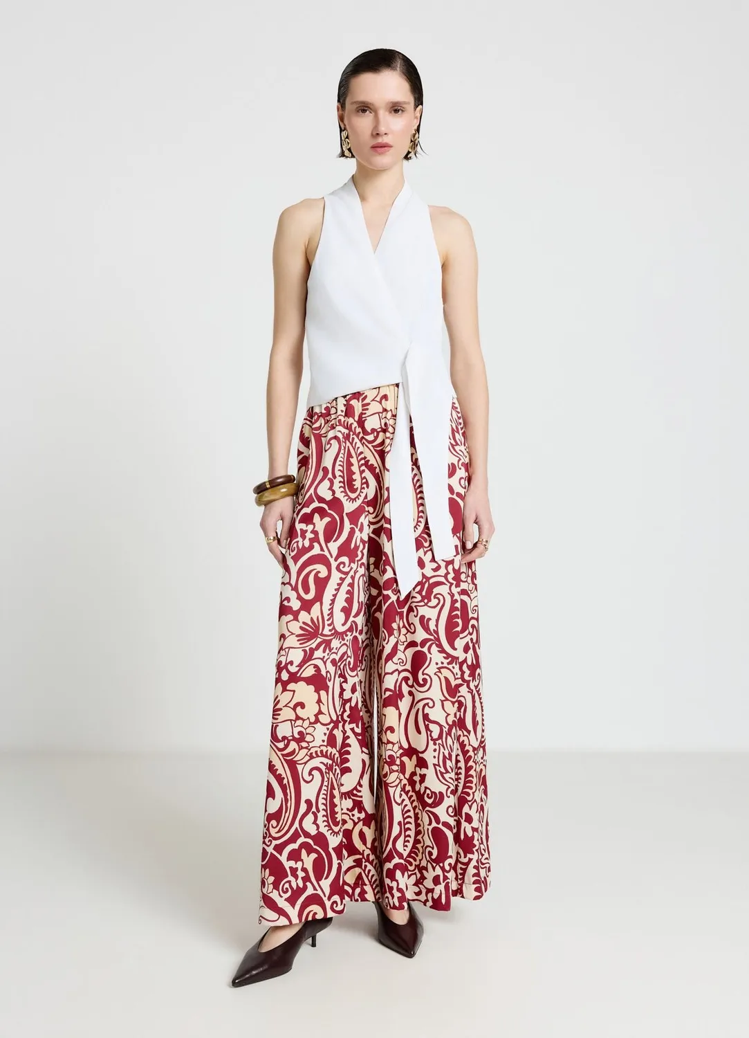 Calliope pantalon large femme paisley taille élastique
