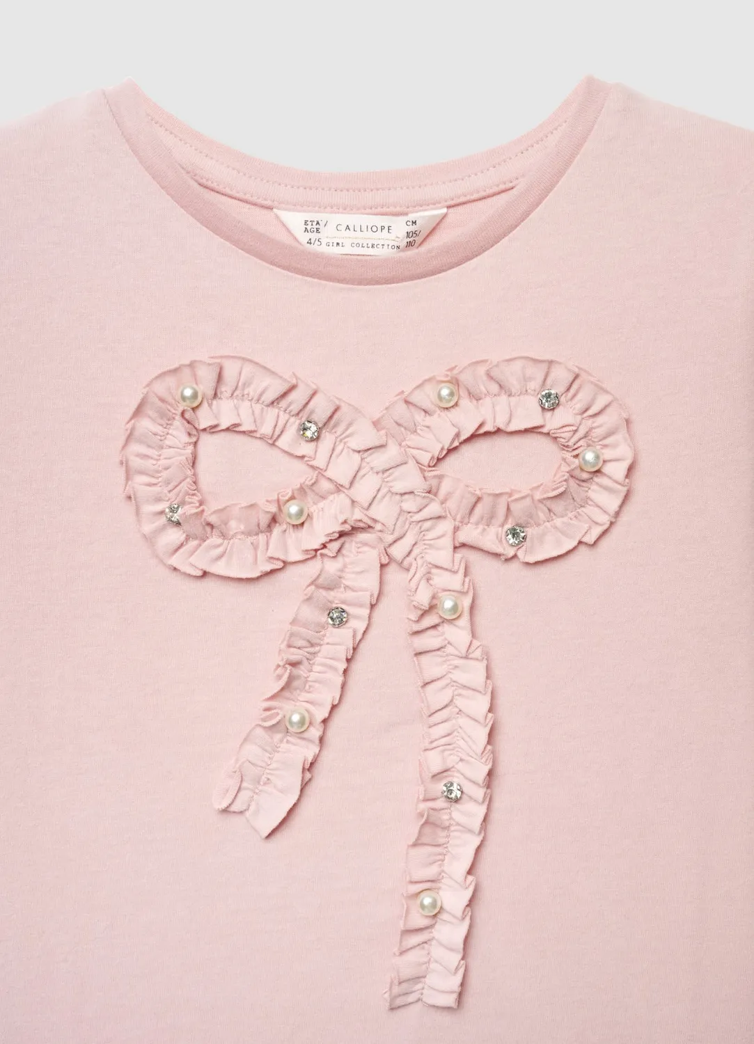 Calliope t-shirt nœud fille manches longues uni