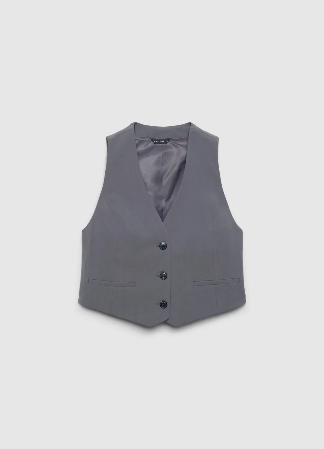 Calliope gilet court tailleur 3 boutons uni