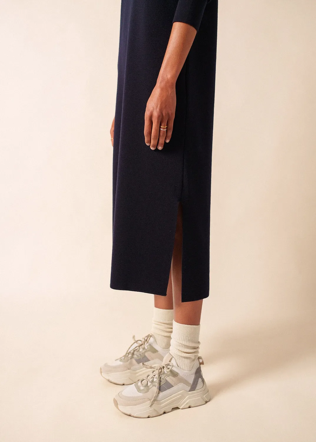 Saint James Marée robe longue navy 100% laine