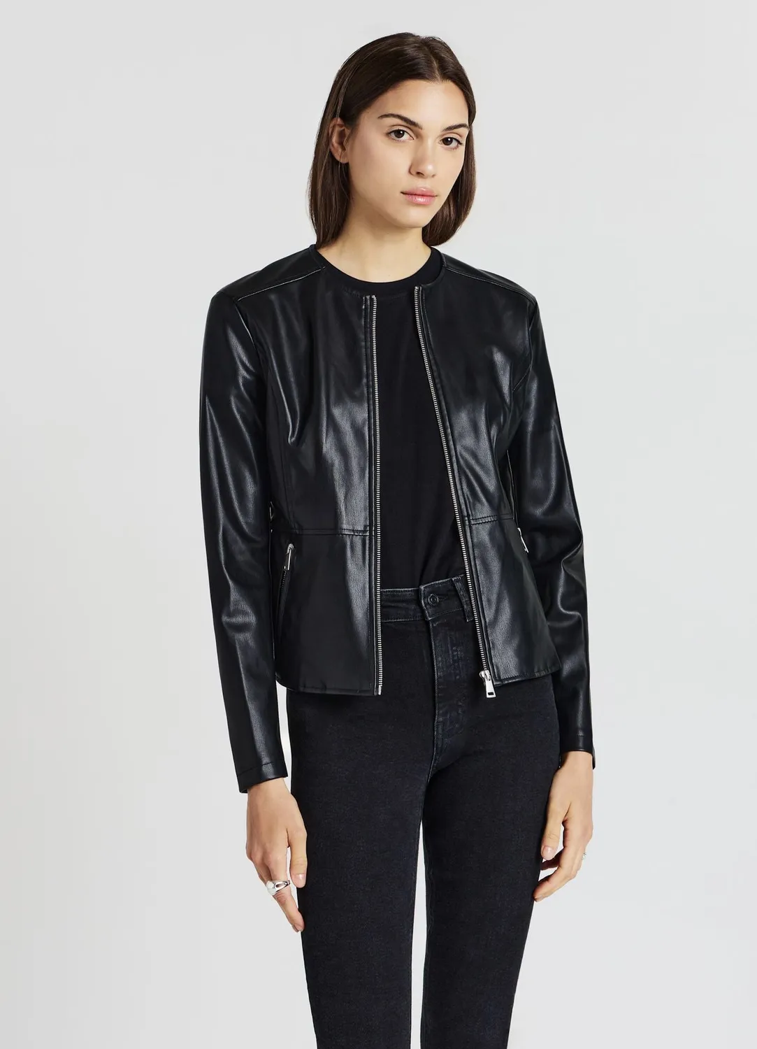 Calliope perfecto effet cuir femme zippé noir