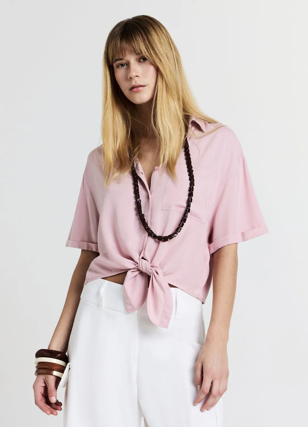 Calliope chemise femme nœud manches courtes