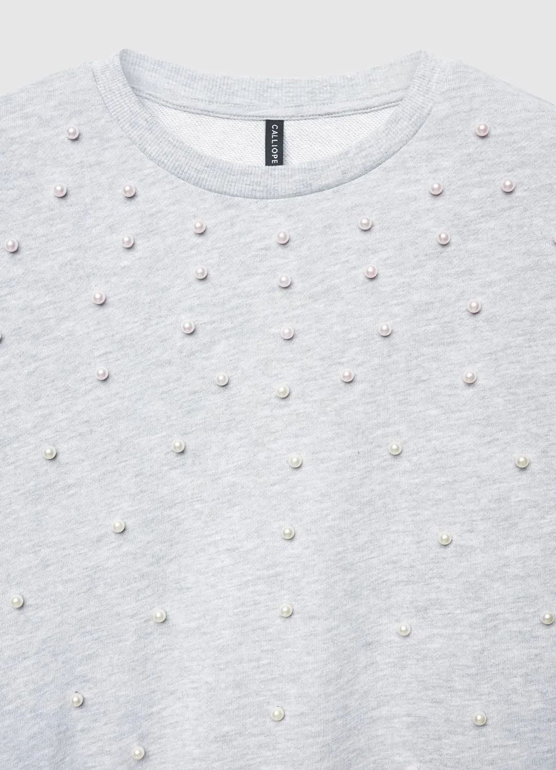 Calliope sweat perles femme col rond manches longues