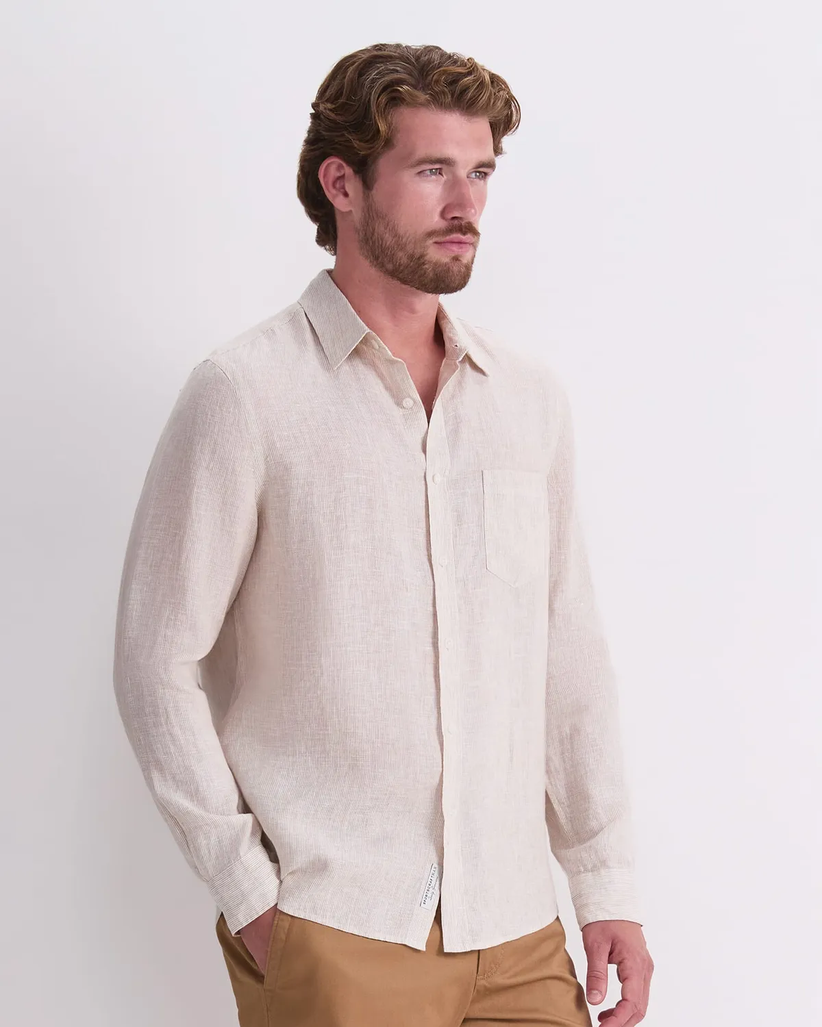 Sportscraft Vinnie chemise lin homme rayure fine