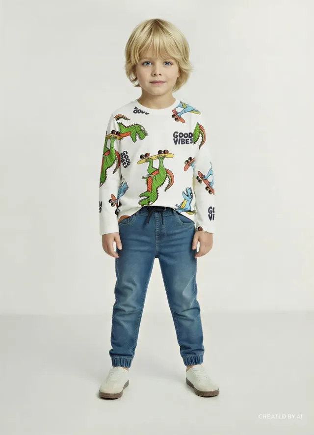Calliope t-shirt dinosaures garçon manches longues