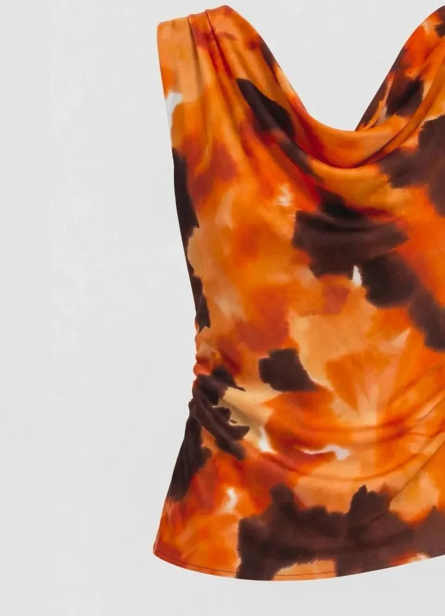 Calliope top femme tie dye fleurs col drapé