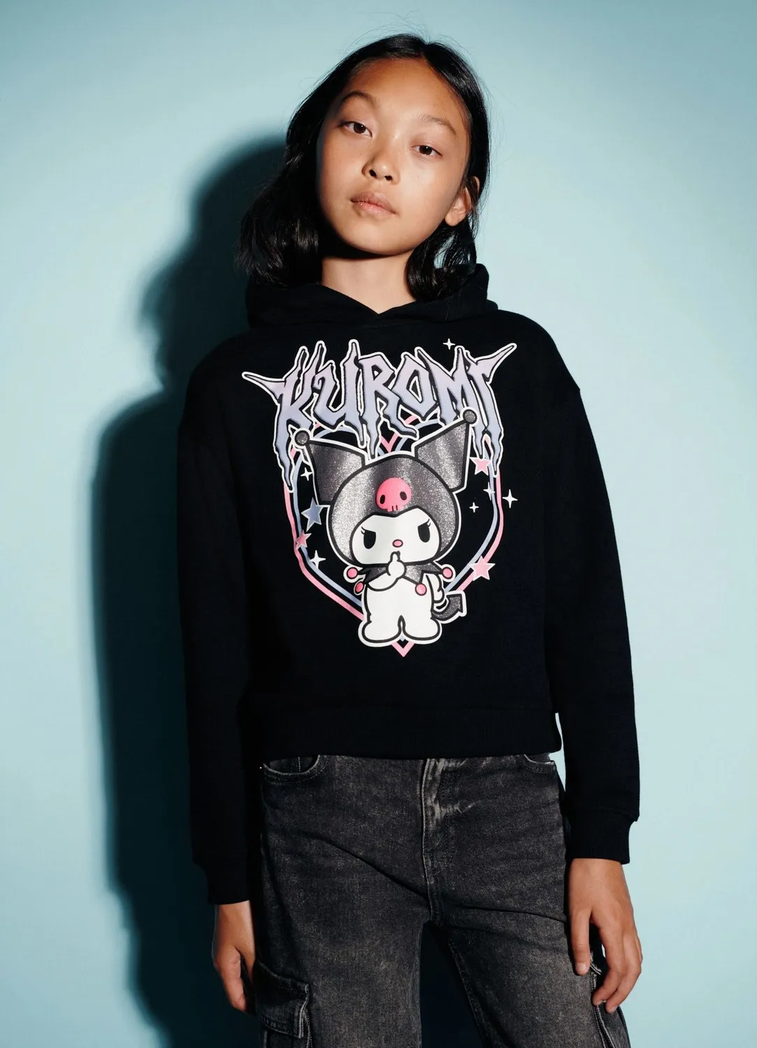 Calliope sweat capuche Kuromi fille léger