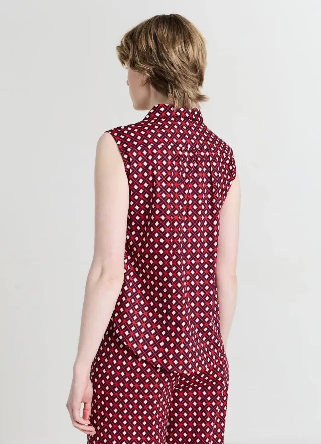 Calliope top col chemise motifs coton femme