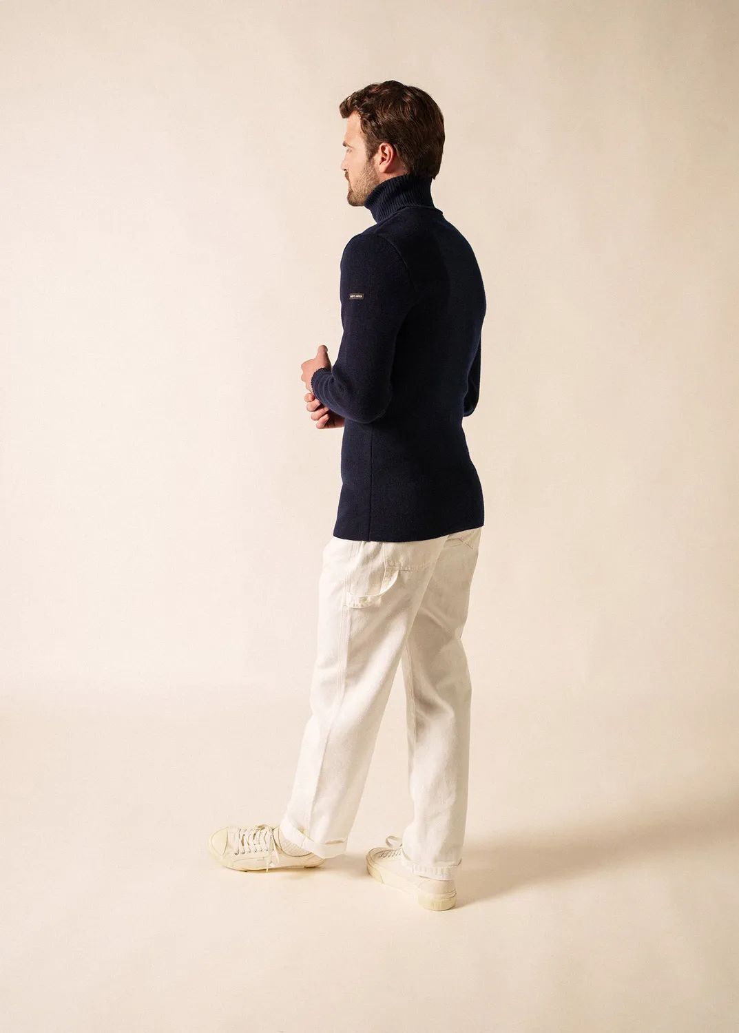 Saint James Pull Col Roulé Marine 100% Laine Marine