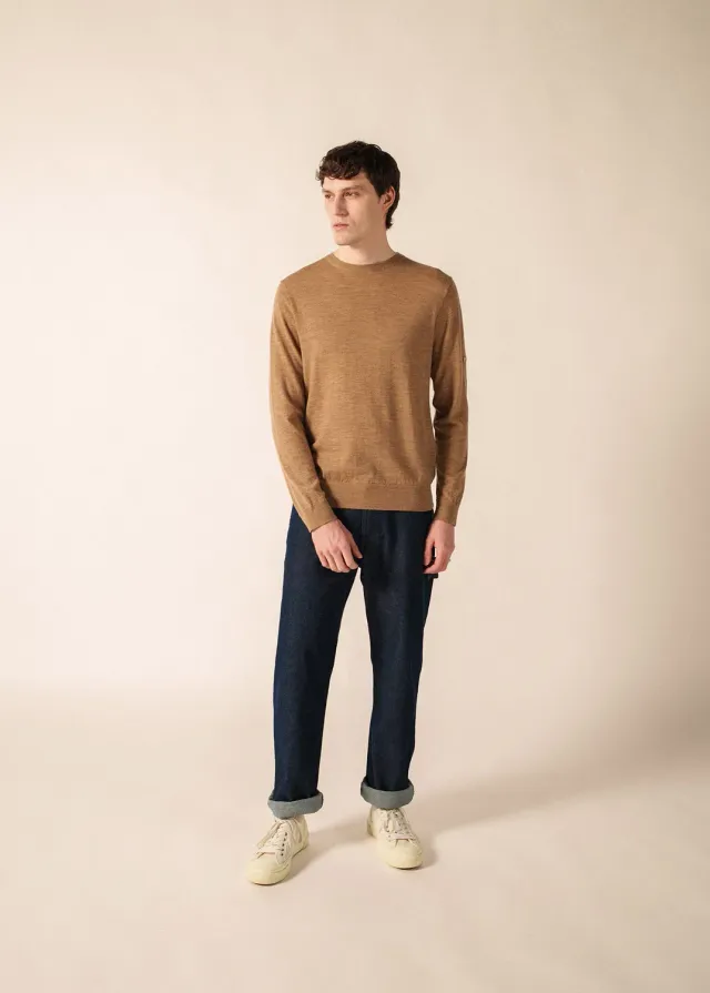 Saint James Trieste pull beige foncé laine fine