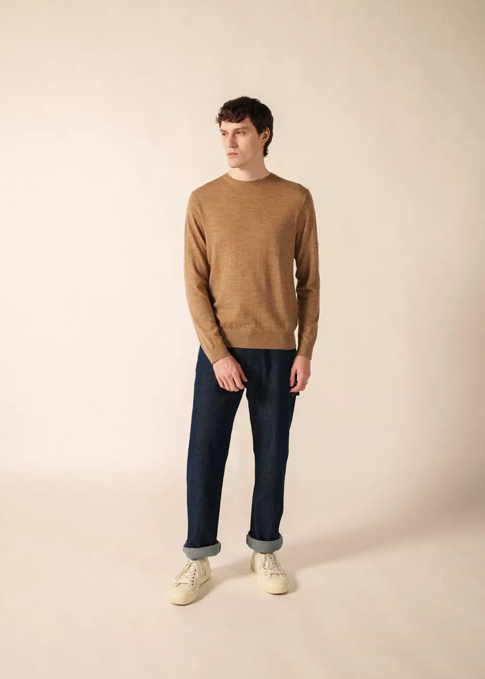 Saint James Trieste pull beige foncé laine fine
