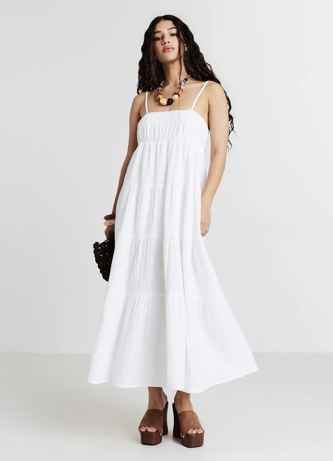 Calliope robe longue femme volant bretelles fines