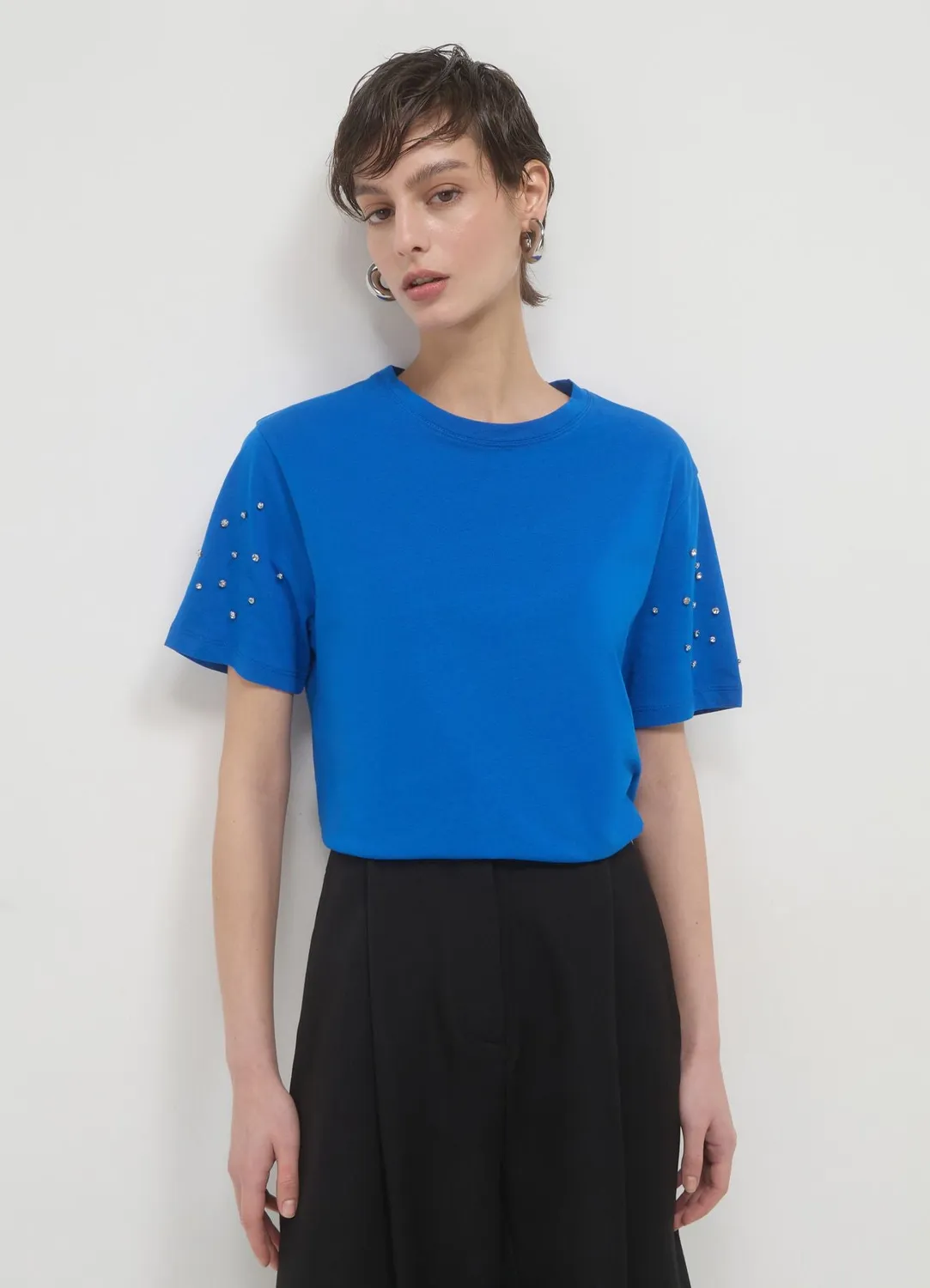 Calliope t-shirt coton femme manches strass