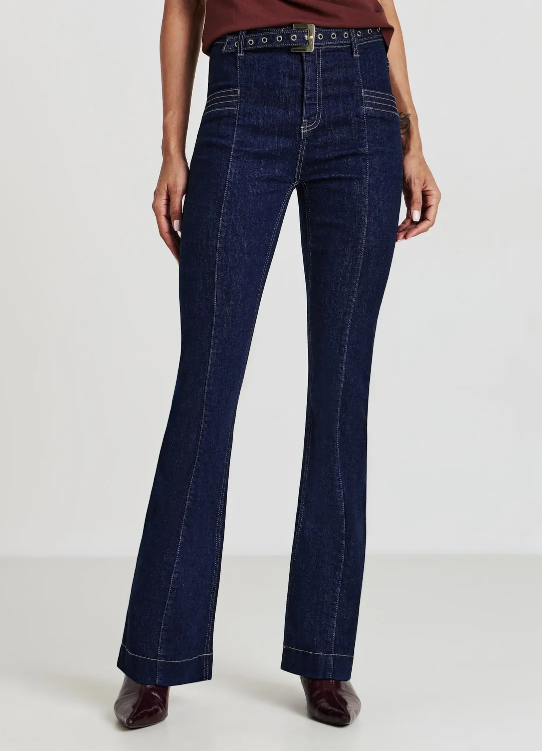 Calliope jean flare femme évasé ceinture