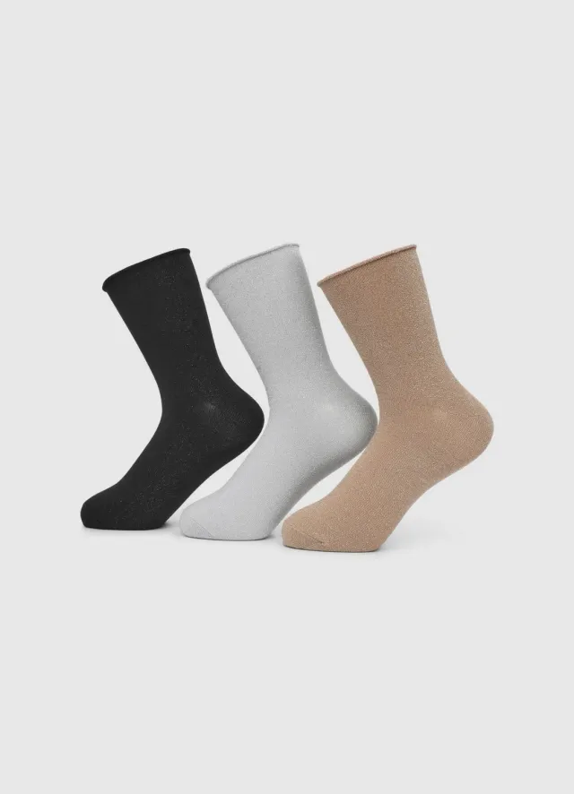 Calliope lot 3 chaussettes femme effet brillant TU