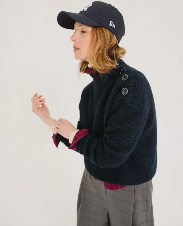 Tinsels Frenchy pull laine col rond Navy
