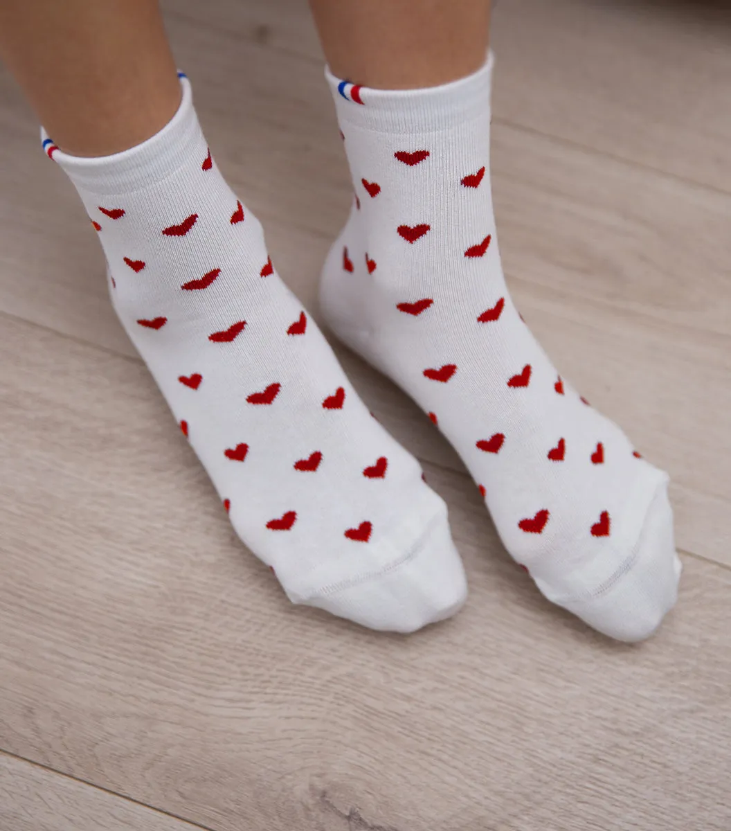Cocorico Petit Cœur chaussettes femme rouge coton