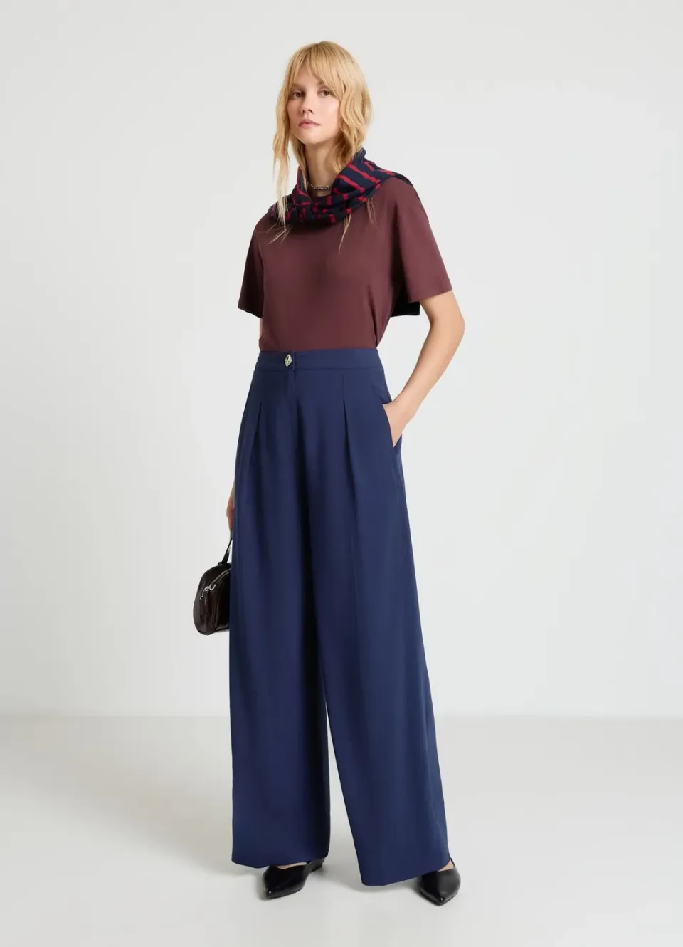 Calliope pantalon palazzo femme pinces uni