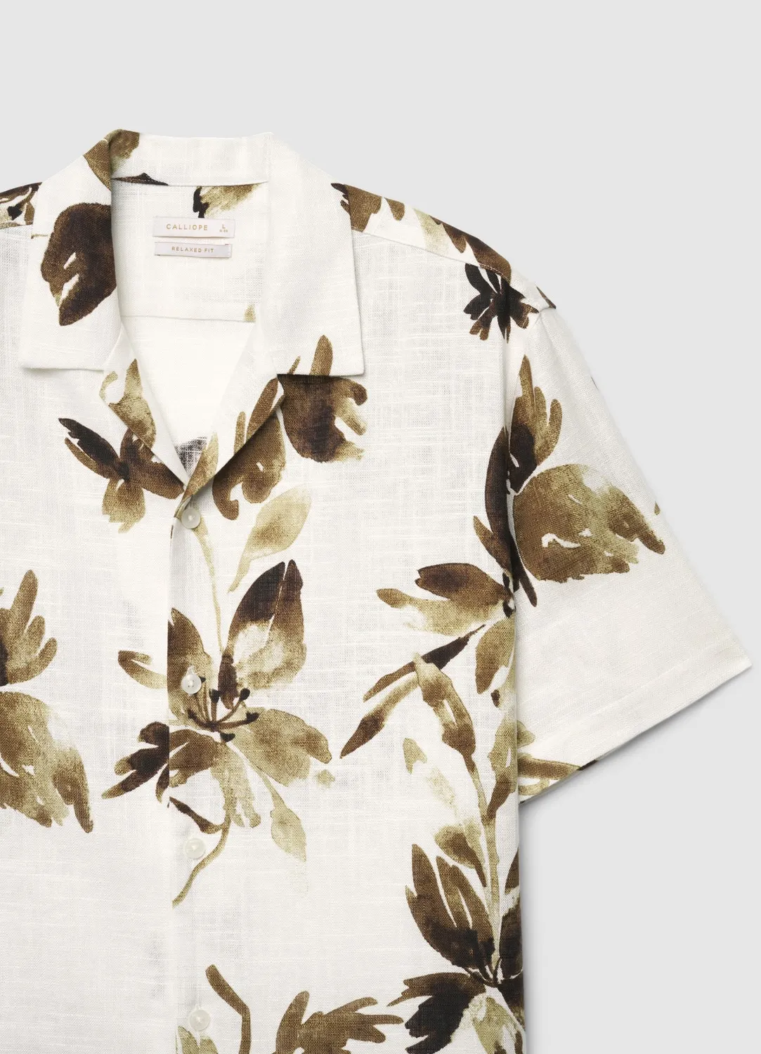 Calliope chemise fleurs lin homme manches courtes