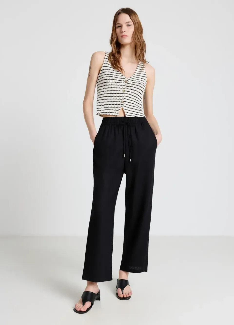 Calliope pantalon jogger lin femme taille haute