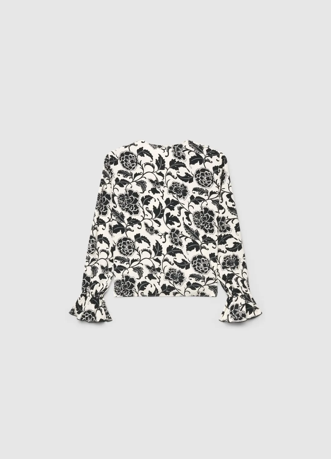 Calliope chemise satinée femme fleurs ruches manches longues