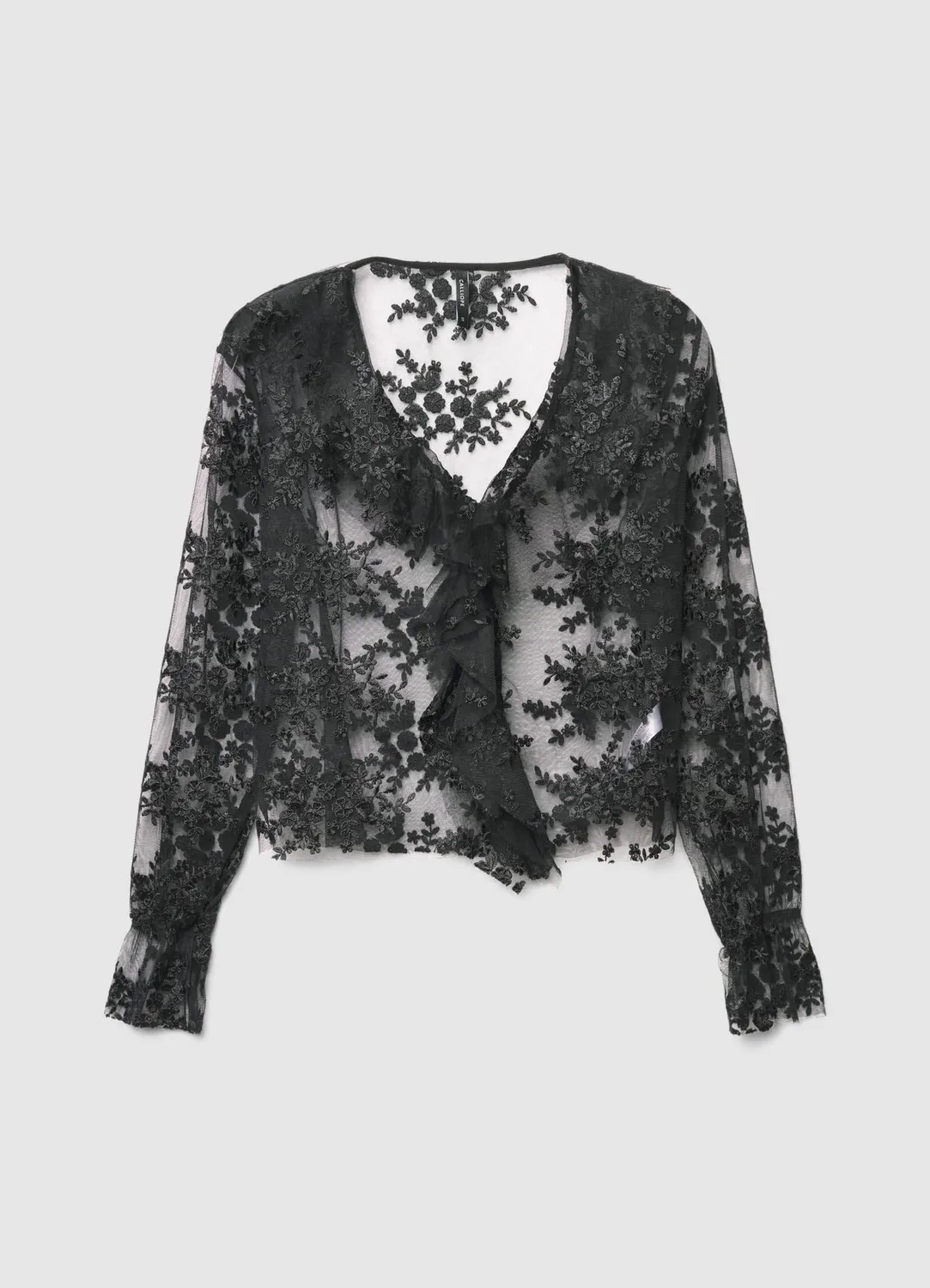 Calliope Blouse femme dentelle transparente volants