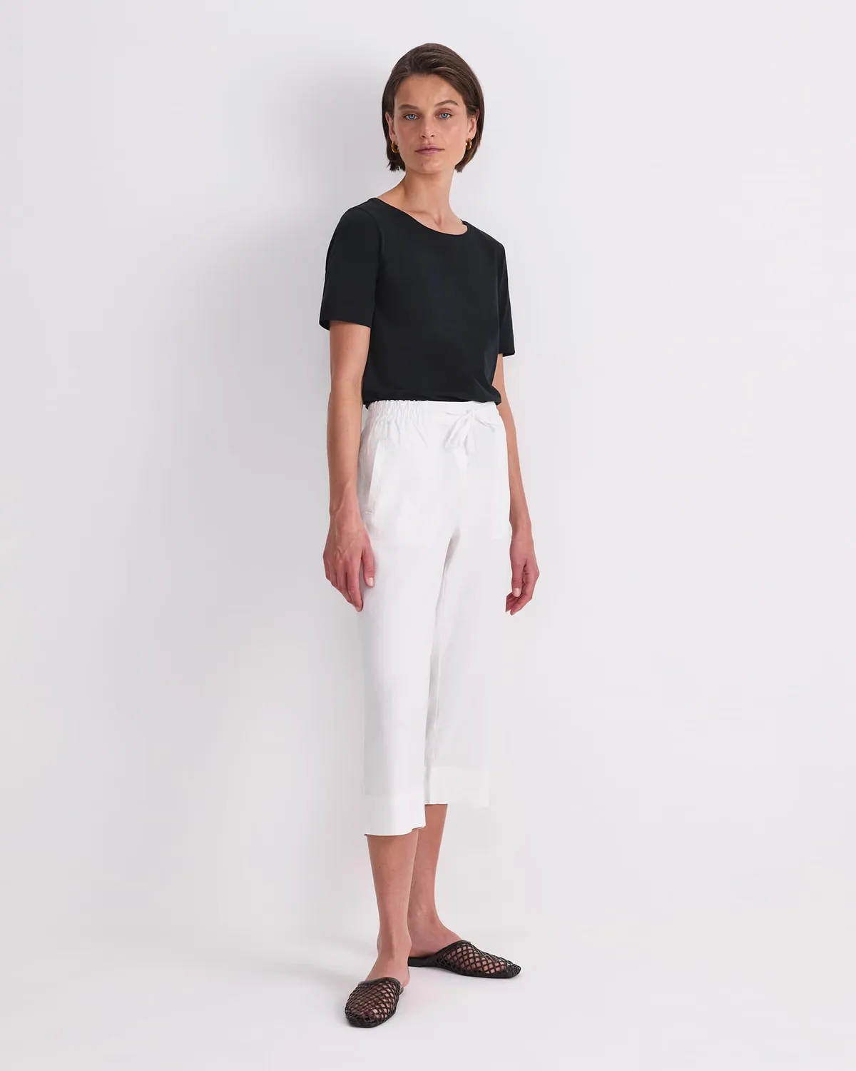 SPORTSCRAFT Rosa Crop pantalon lin femme taille élastique
