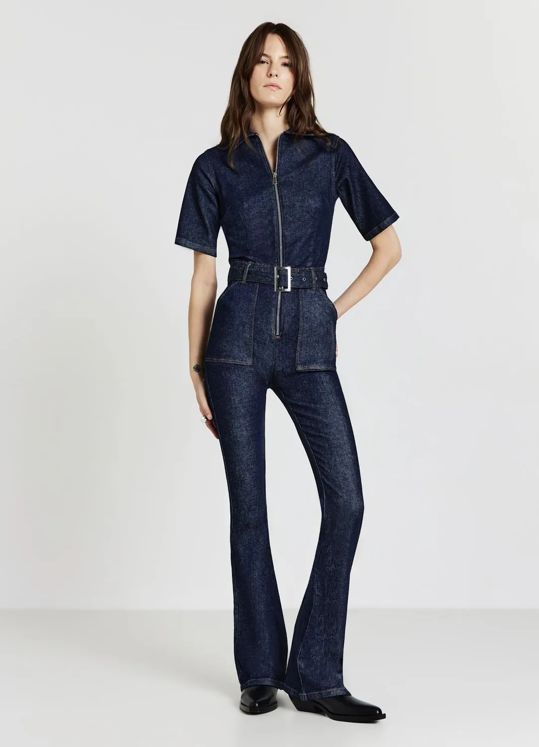 Calliope combinaison denim femme poches ceinture
