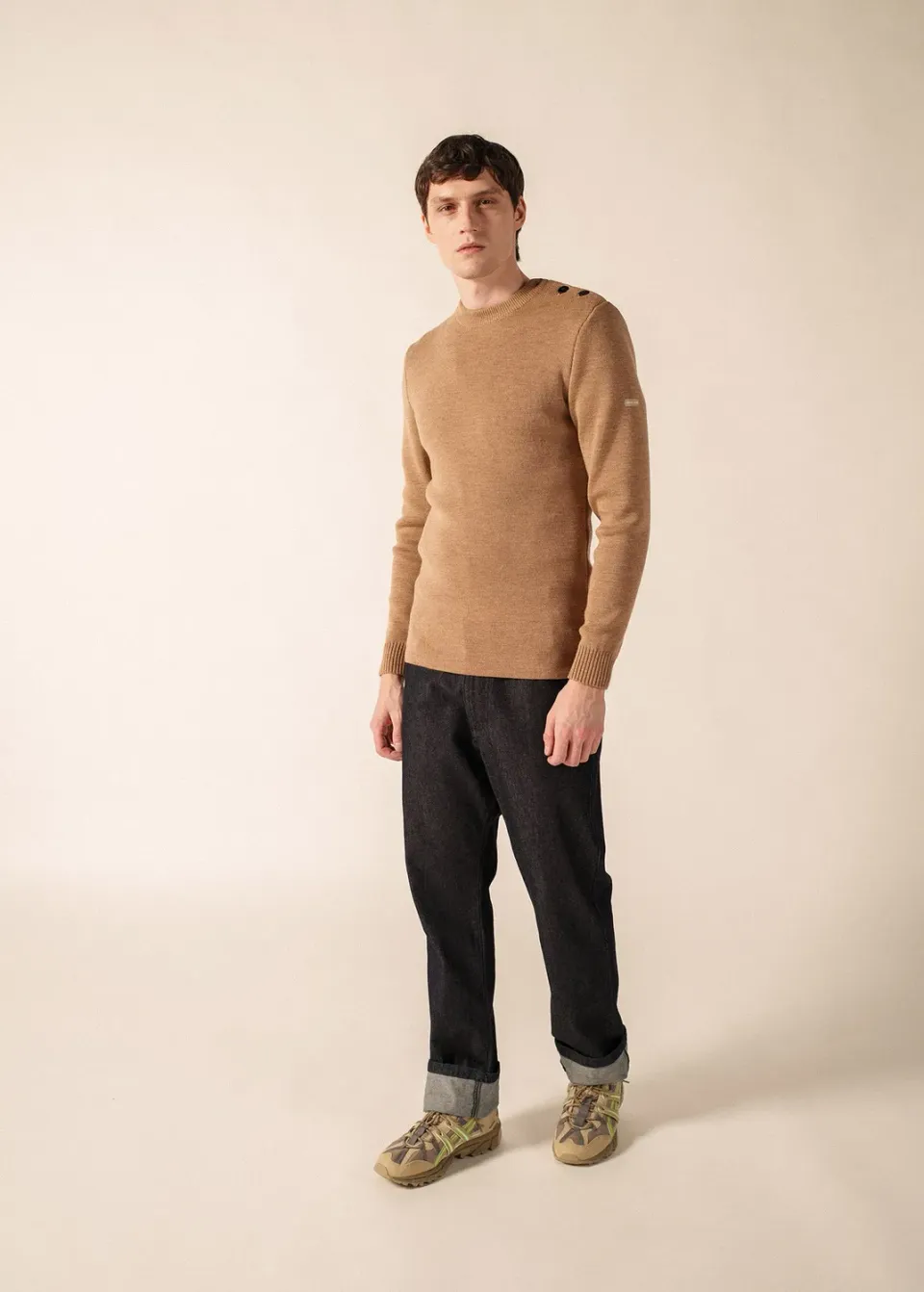 Saint James Rochefort pull marin beige foncé laine
