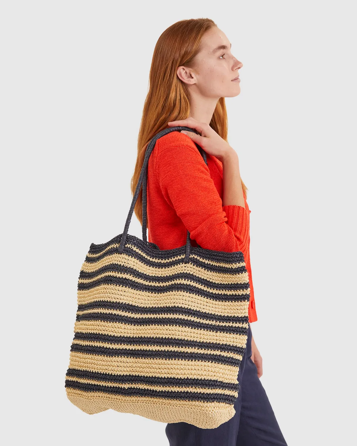 Sportscraft Raffia sac plage rayures grand format