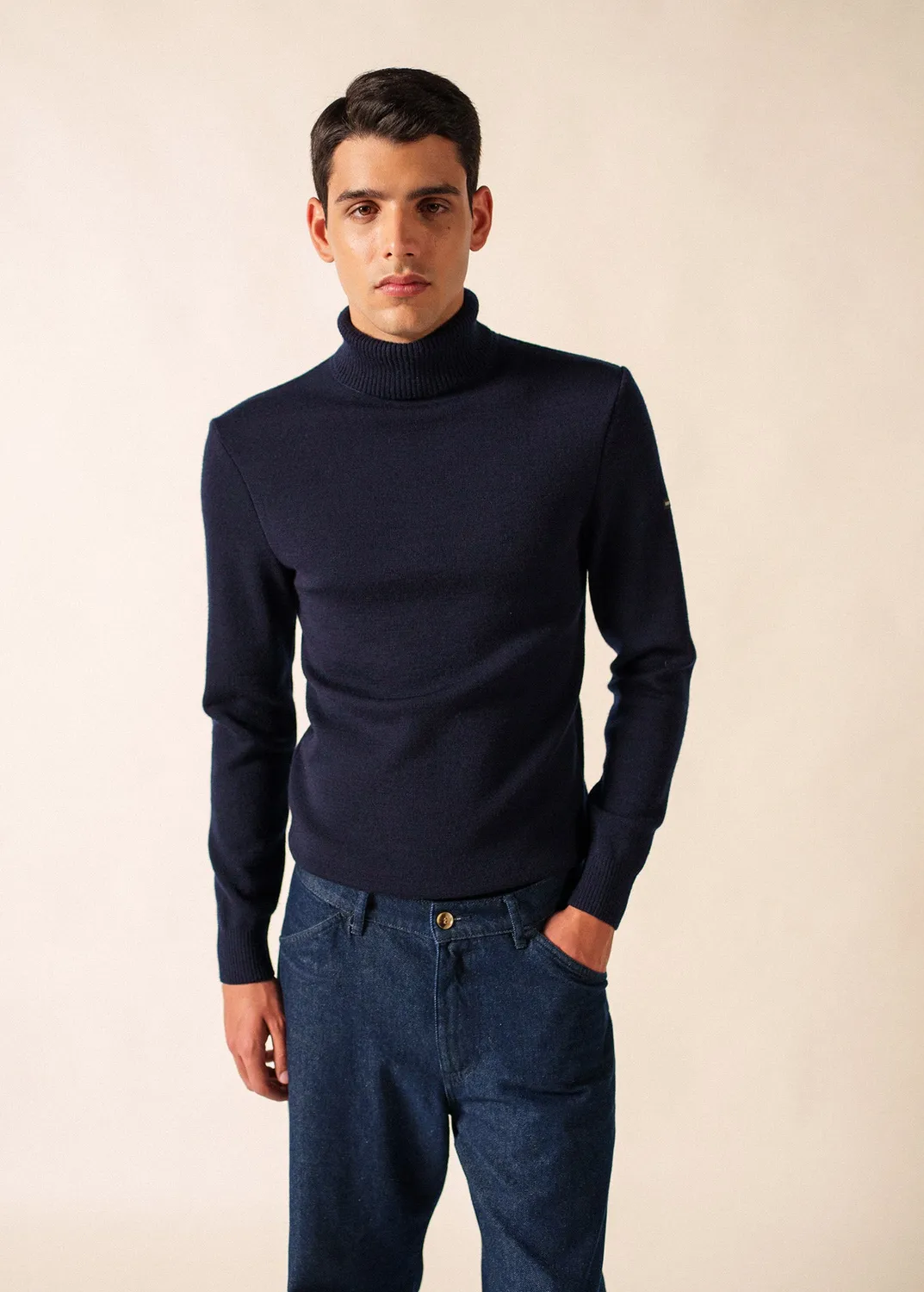 Saint James Bretagne roulé pull marin MARINE laine