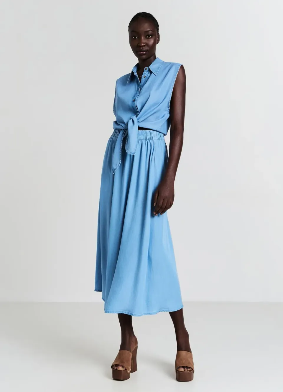 Calliope jupe longue femme unie taille élastique